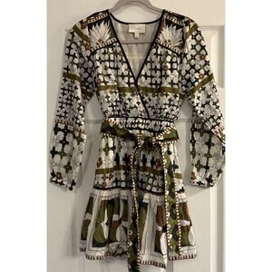 Cleobella Emory Mini Dress XS Art Deco Ruffle Lined Festival Boho Chic Sorority